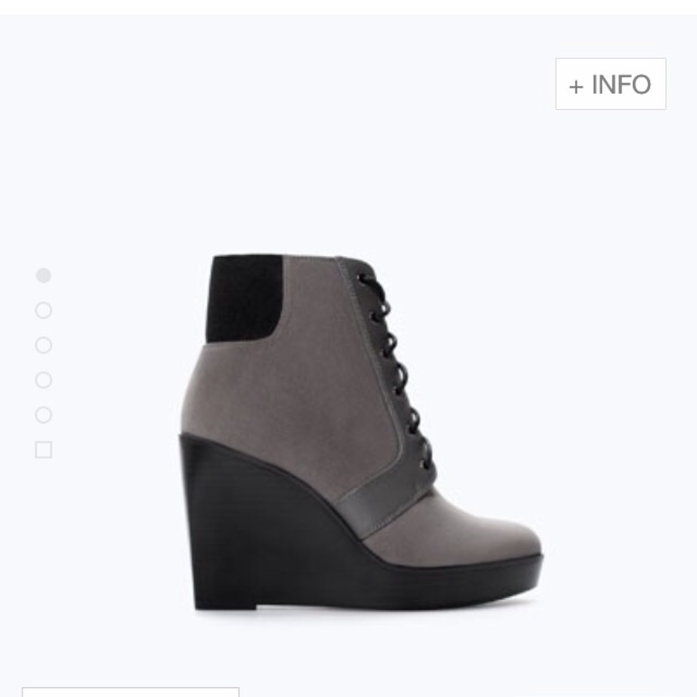 Zara Gray and Black Wedge Boots